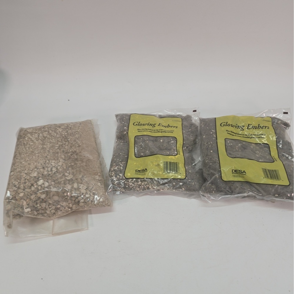 Glowing Embers for Gas Logs Two 4oz Bags Rock Wool & 8oz Vermiculite Bag